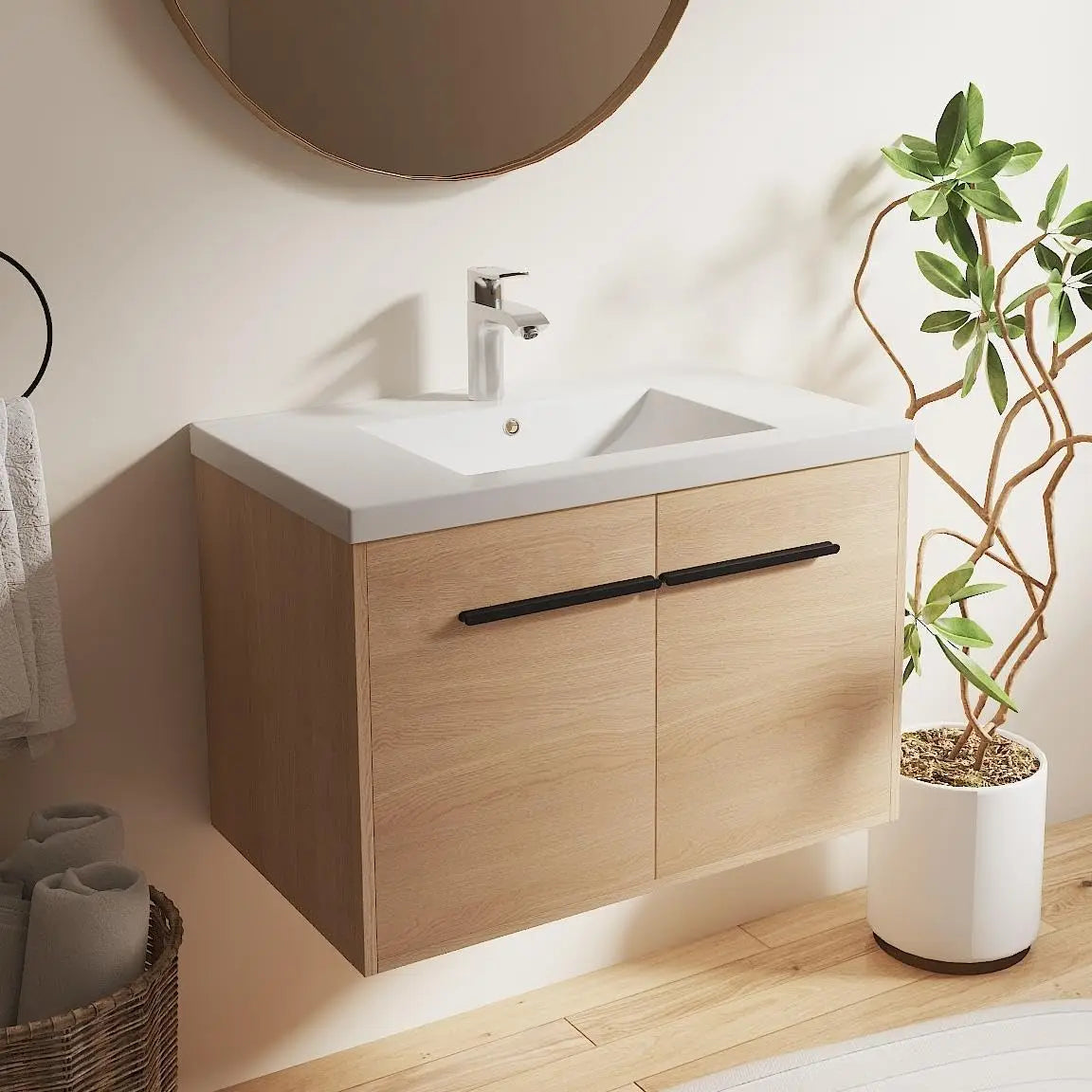 Floating Bathroom Vanity With Sink Wall Mounted Premium Plywood Construction