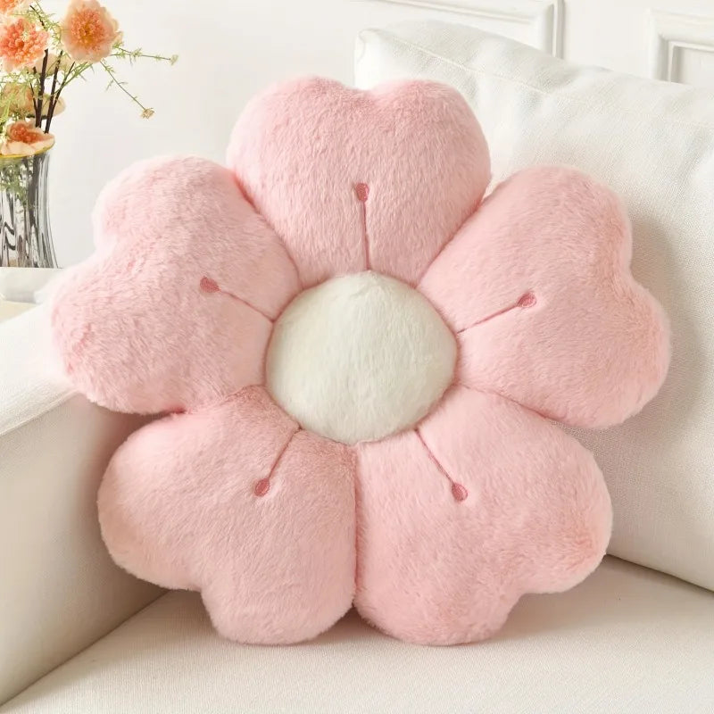 Flower Shaped Plush Throw Pillow For Sofa Chair Floor Cushion