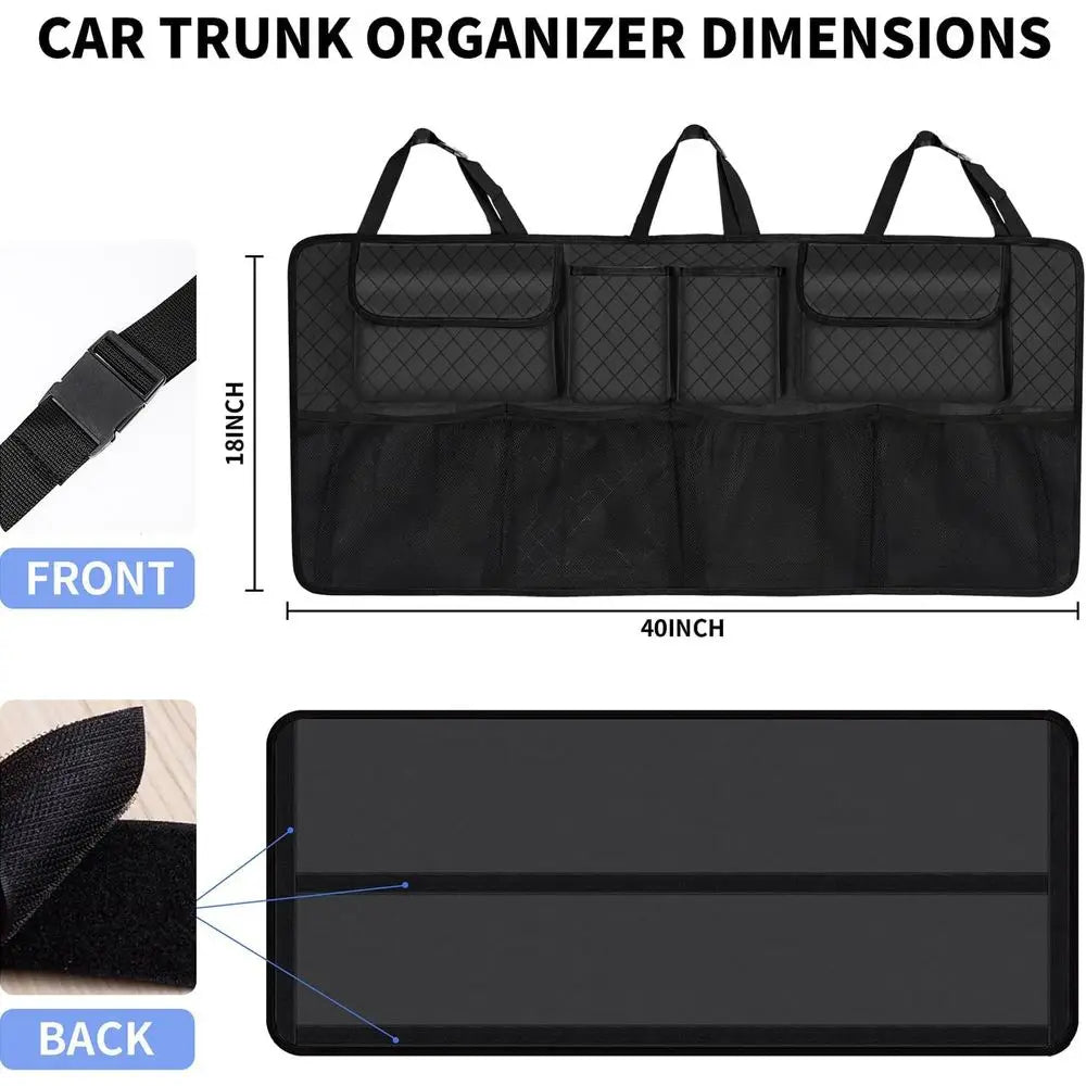 Universal Car Trunk Organizer With Hanging Backseat Storage Pockets