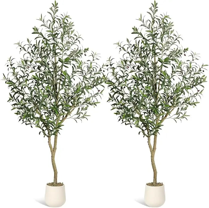 Himiss Artificial Olive Tree With White Planter
