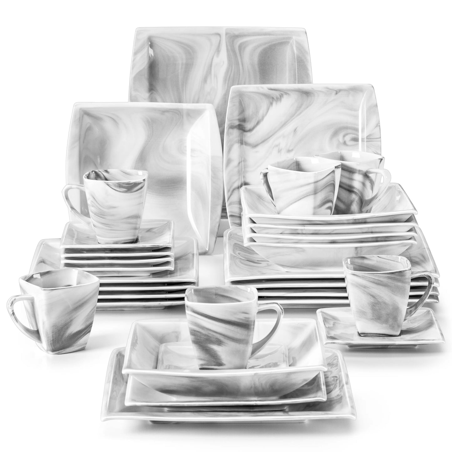 MALACASA Porcelain Dinnerware Set Service For 12 Elegant Everyday