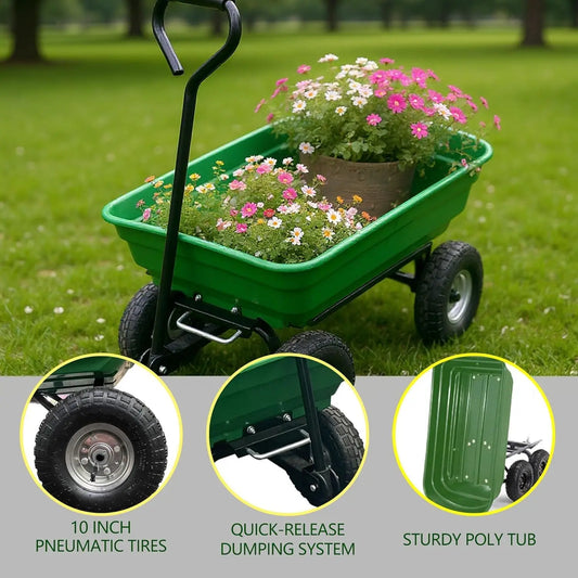 HiMISS Heavy Duty Garden Cart With Built In Stand Pro