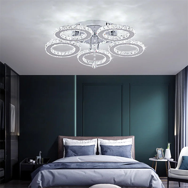 GreeLustr Modern Crystal Ring Pendant Light Fixture Ceiling Lamp