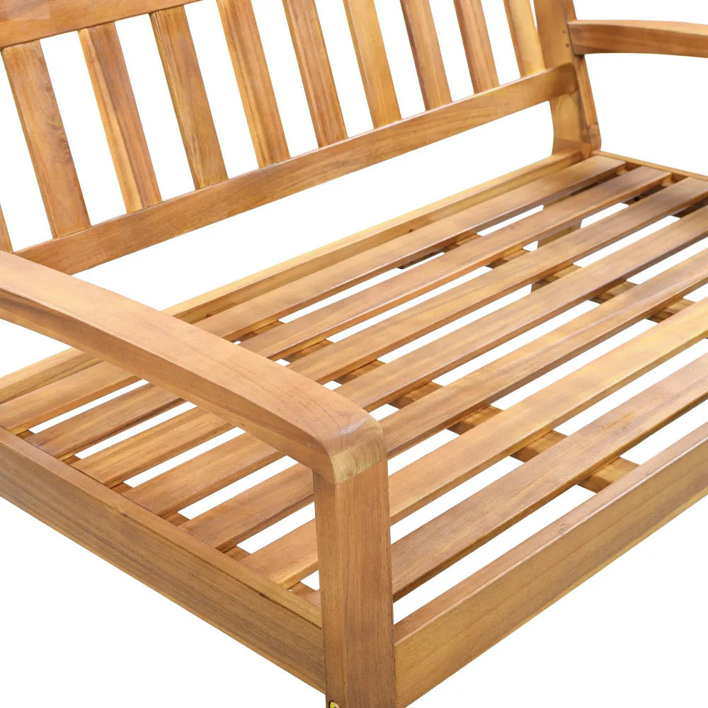 Outdoor Teak Acacia Wood Two Piece Conversation Set With Cushions