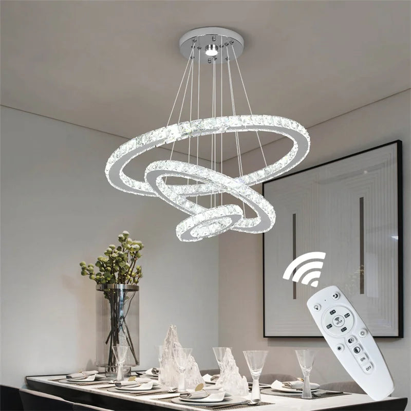 GreeLustr Modern Crystal Led Chandelier Dimming Remote Control Ceiling Lamp