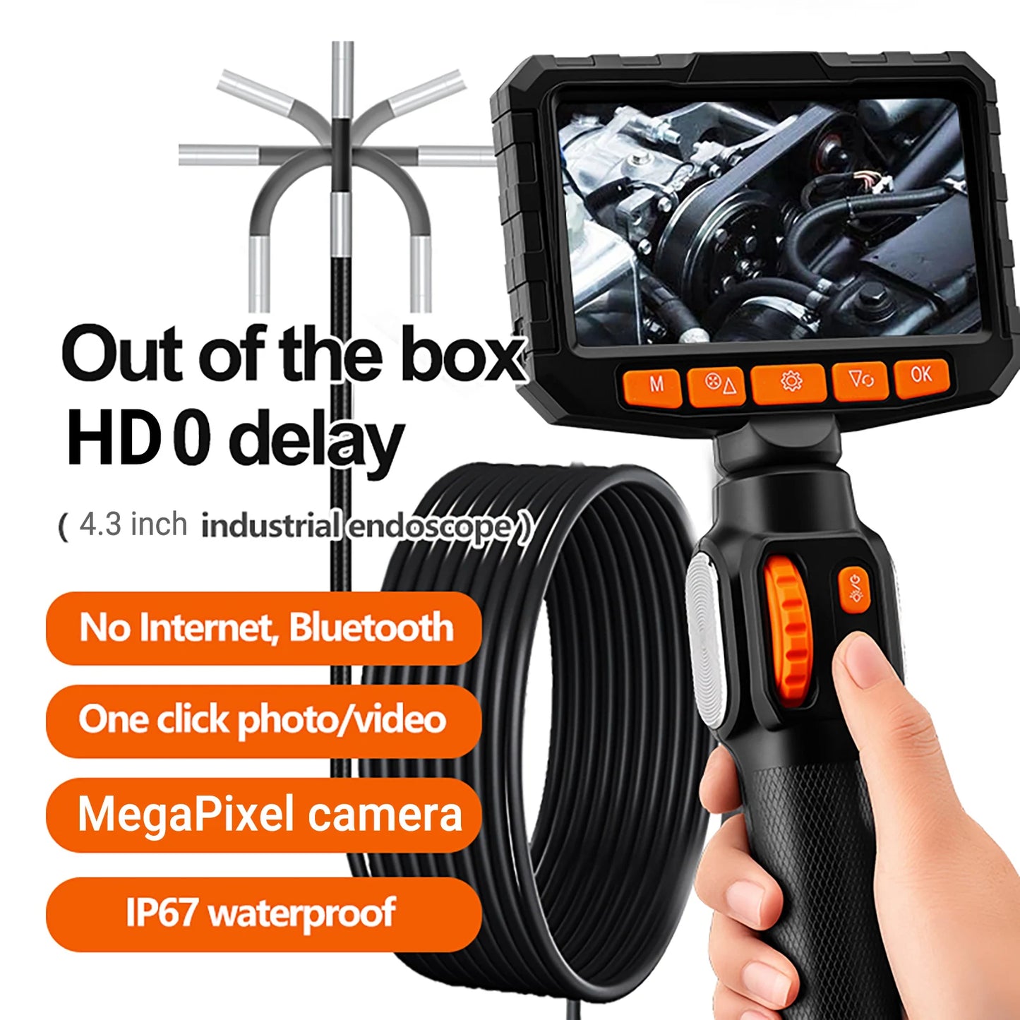 Articulating Borescope Camera With IP67 Probes 1080P For Auto Repair