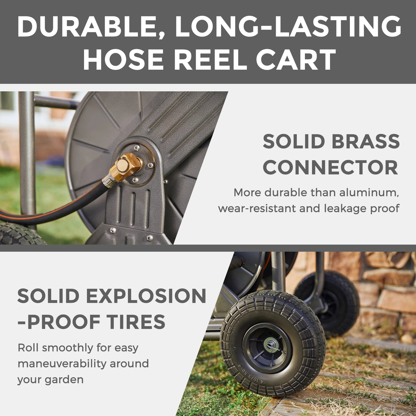 Giraffe Tools Heavy Duty Garden Hose Reel Cart With Wheels