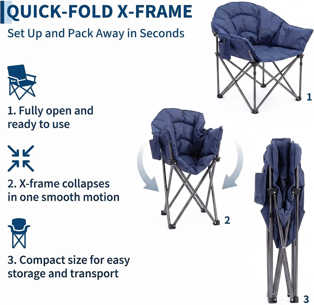 Heated Folding Camping Chair With Cup Holder And Storage