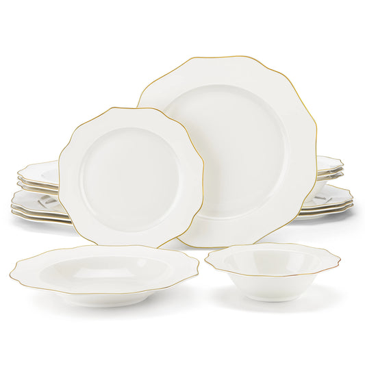 MALACASA Nordic Porcelain Tableware Set With Rimmed Dinnerware