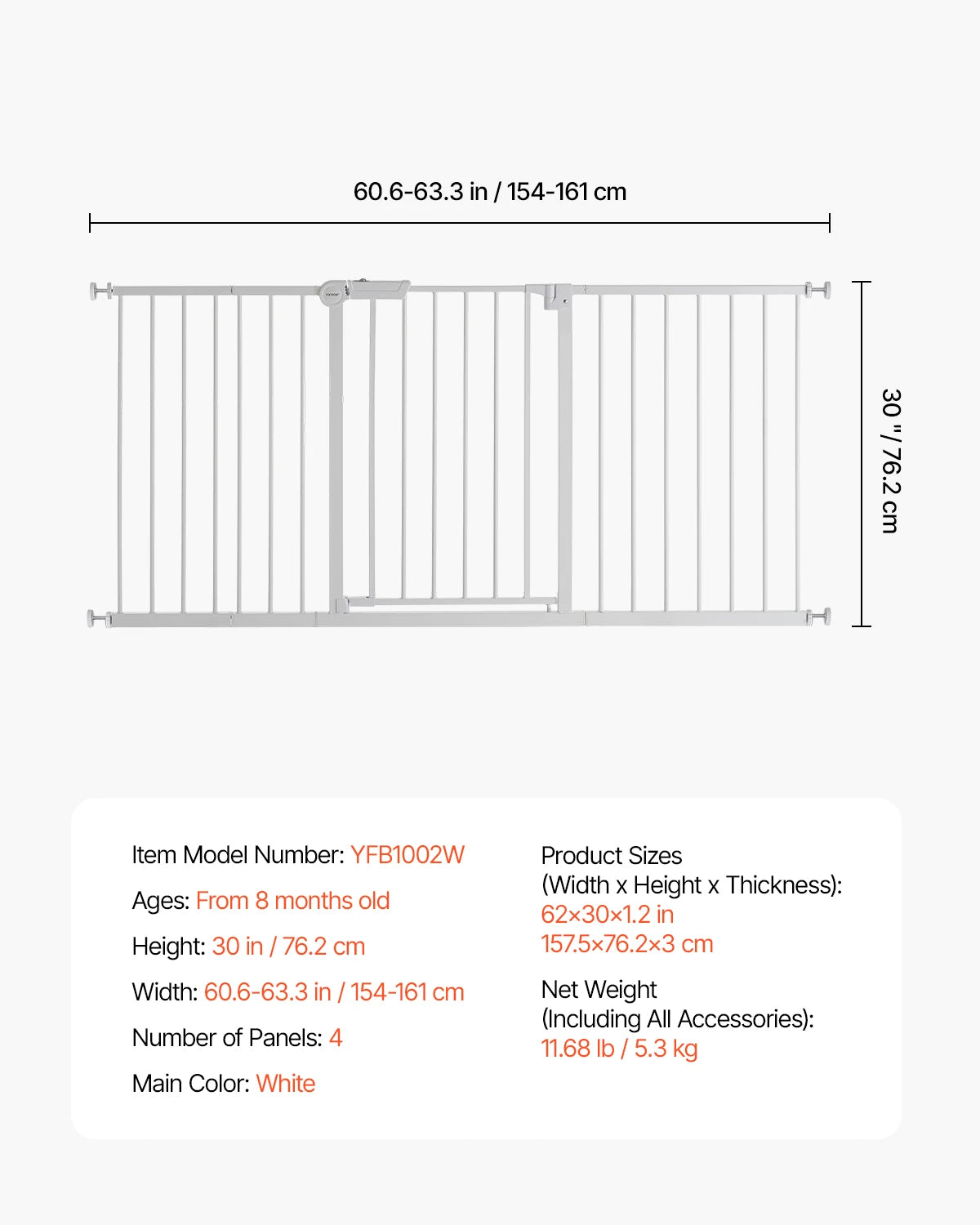 SucceBuy Baby Gate Pressure Mount Walk Through For Kids Pets