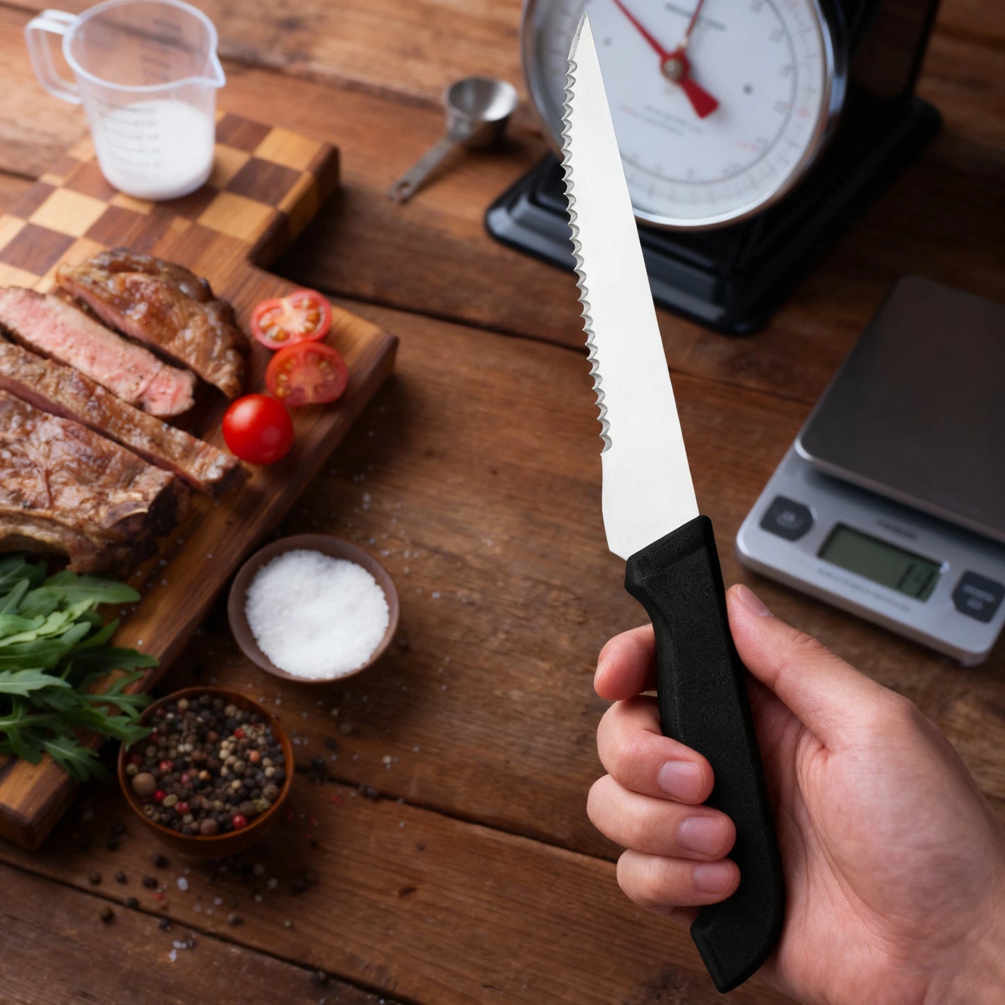 Stainless Steel Serrated Steak Knife Set With Ergonomic Handles
