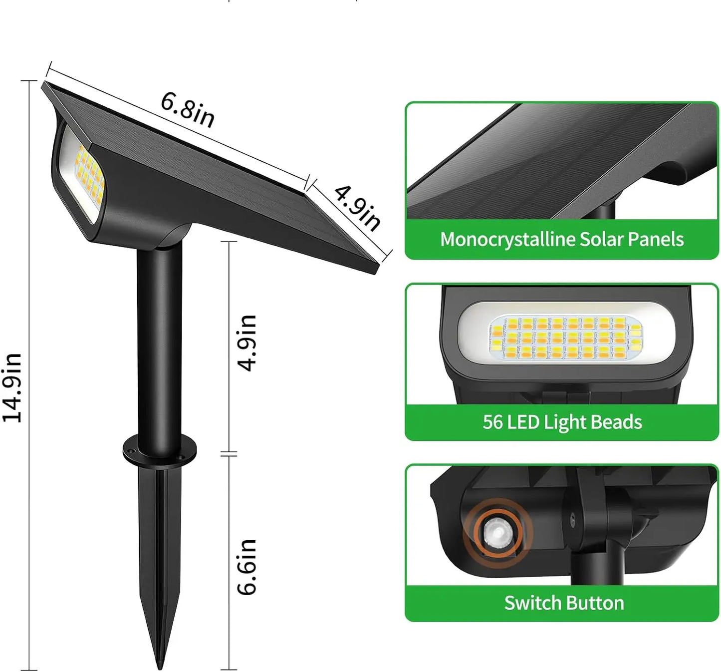Intelamp Solar Spotlight With Three Lighting Modes For Outdoor Use