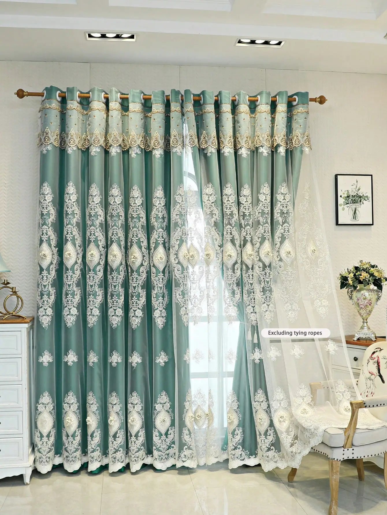 Luxury Vintage Embroidered Curtains With Dual Layer Light Control