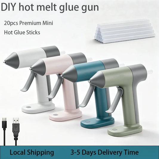 Parrior Cordless Hot Melt Glue Gun 30s Fast Heating With 20 Sticks 1.7mm Nozzle