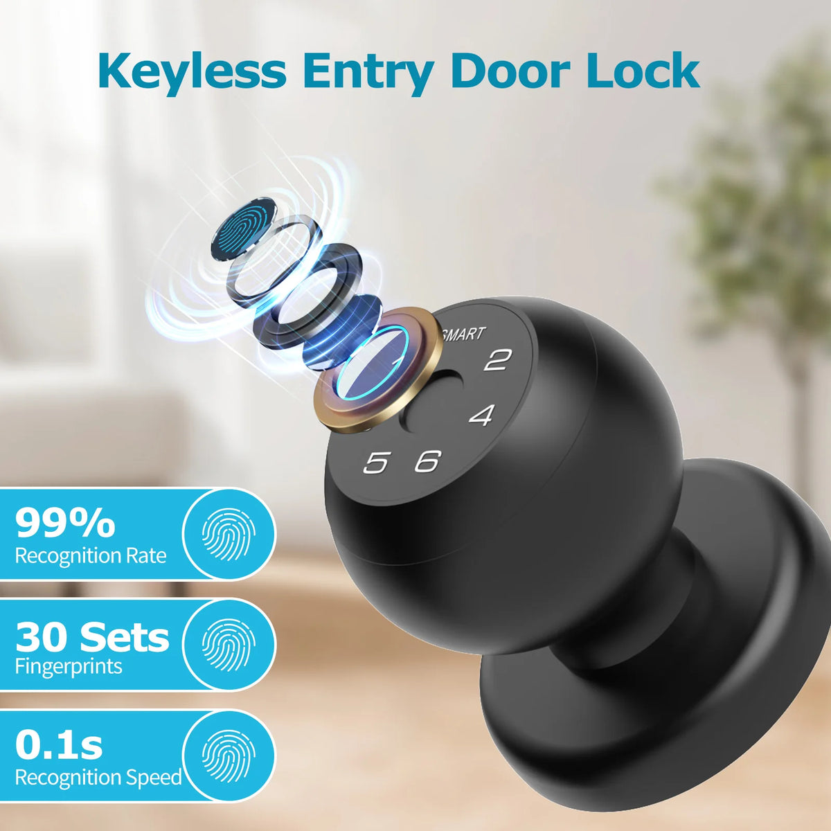 Viladepot Smart Fingerprint Door Lock With Bluetooth App And Keypad