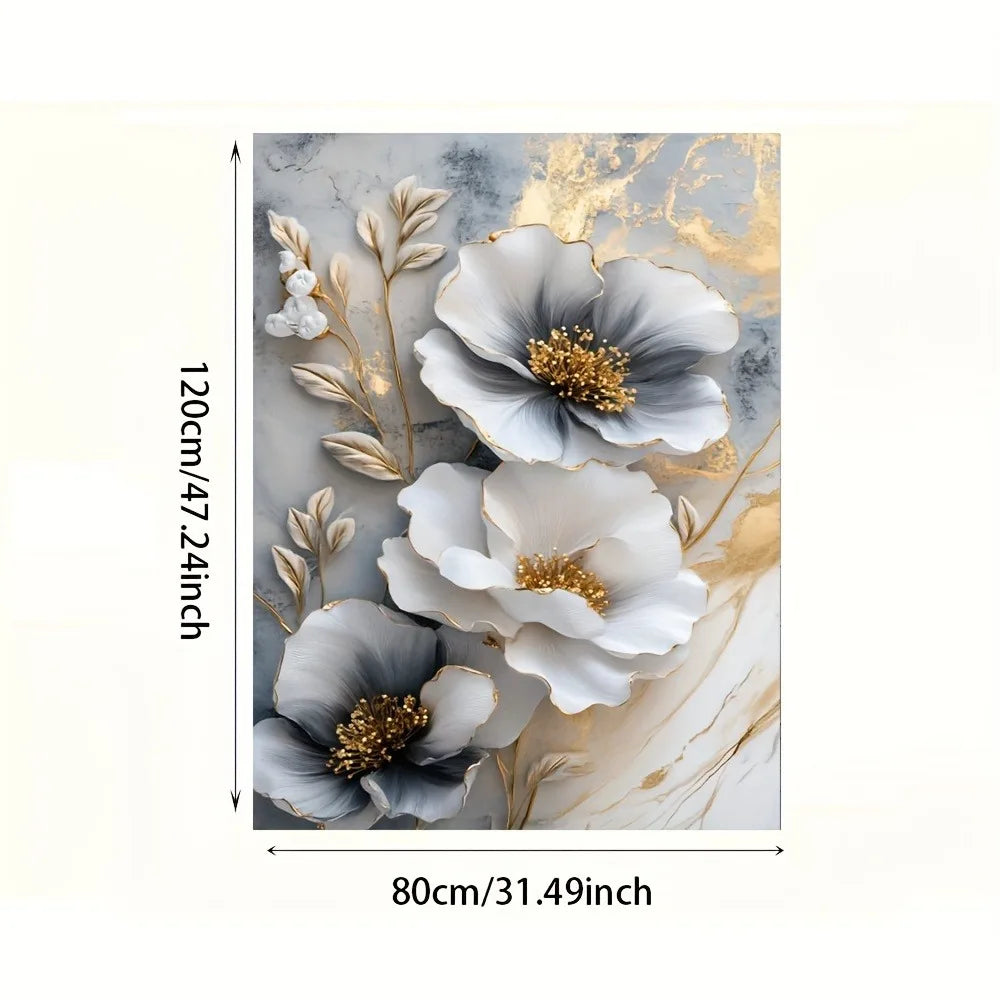 Modern Luxury Floral Canvas Mural Framed 3D Wall Art