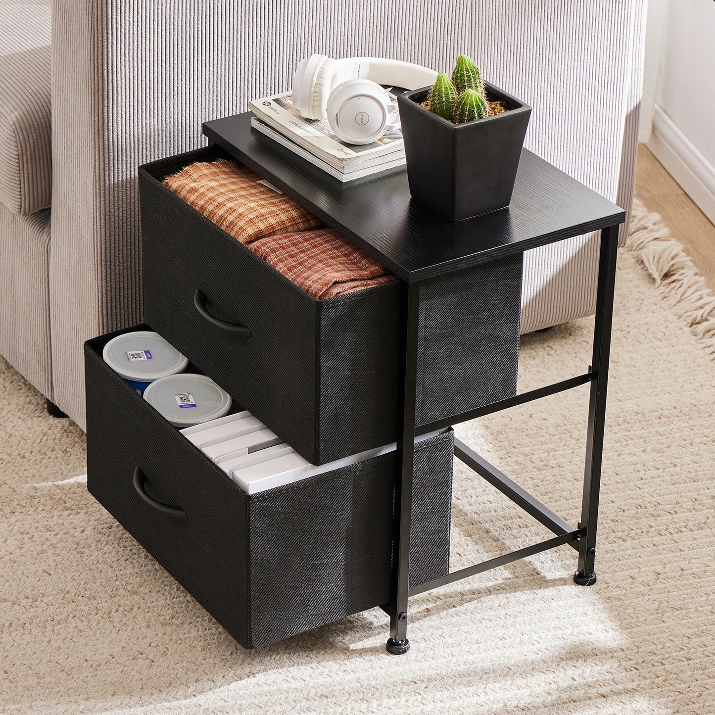 JHK Modern Nightstand With Storage Drawers Bedroom Furniture