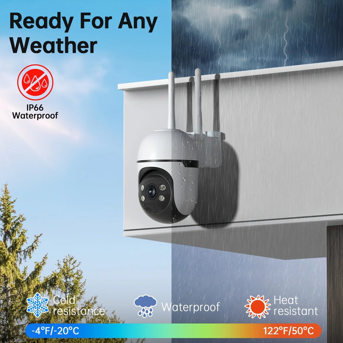WESECUU PTZ Outdoor Camera 360 Auto Tracking 4MP Night Vision