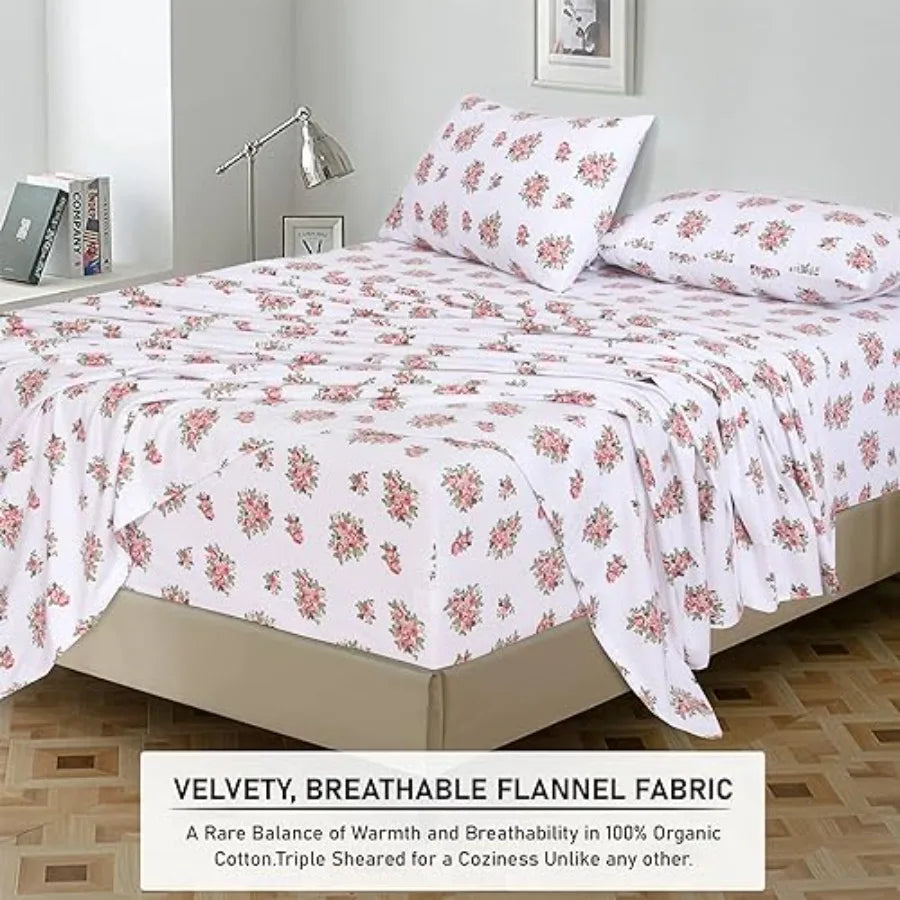 Flannel Sheets Double Brushed 100 Percent Cotton All Seasons