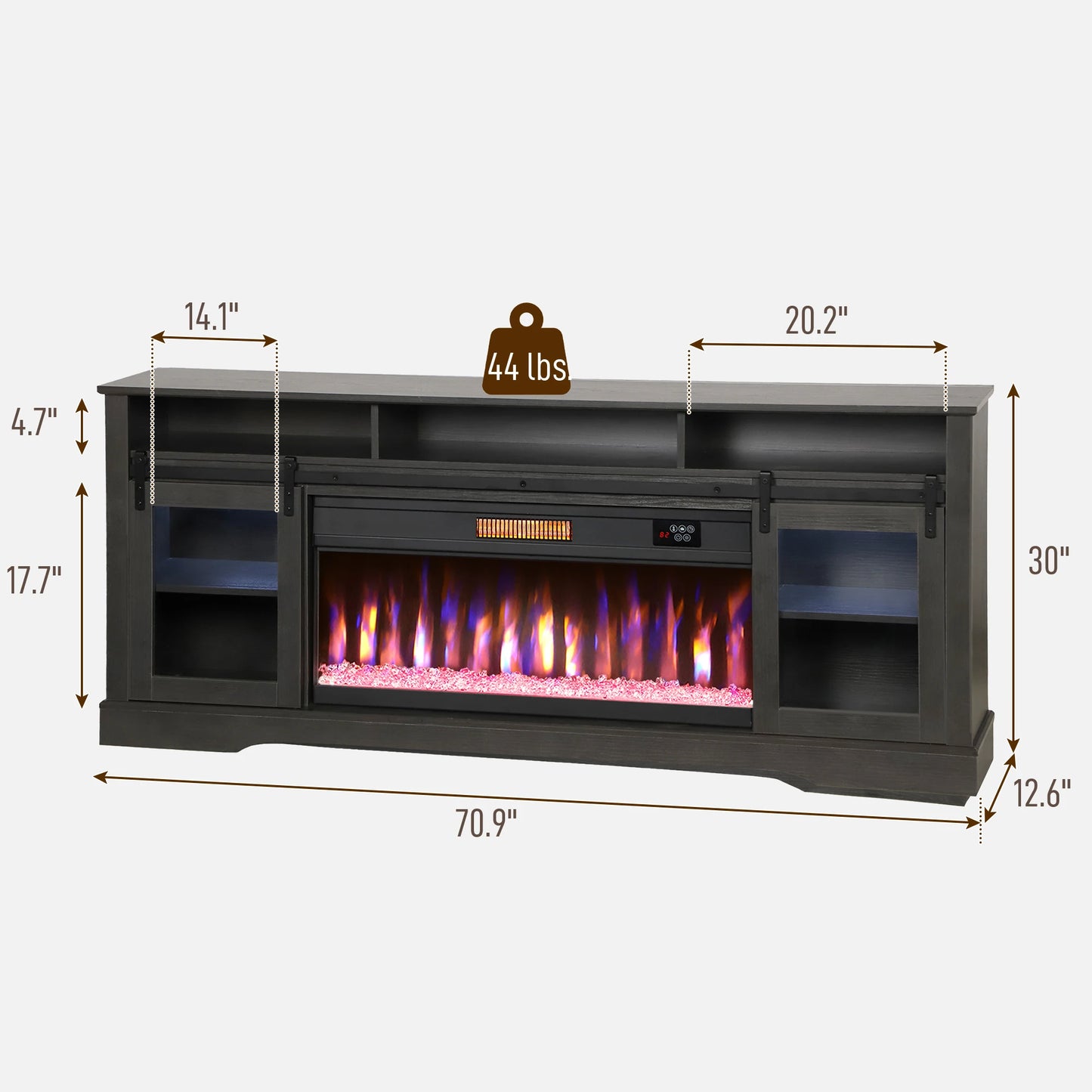 Modern Electric Fireplace TV Stand With LED Lighting Storage Cabinet