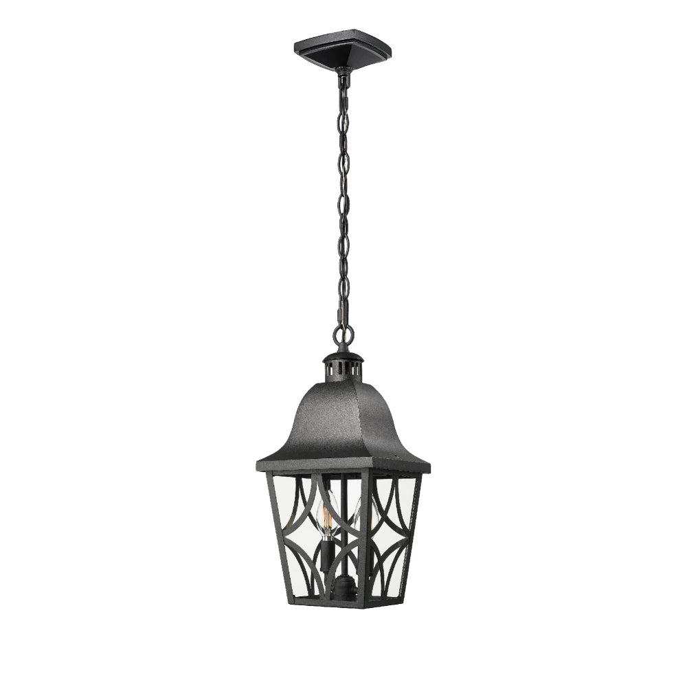 Outdoor Pendant Light Fixture Exterior Aluminium Lantern With Clear Glass