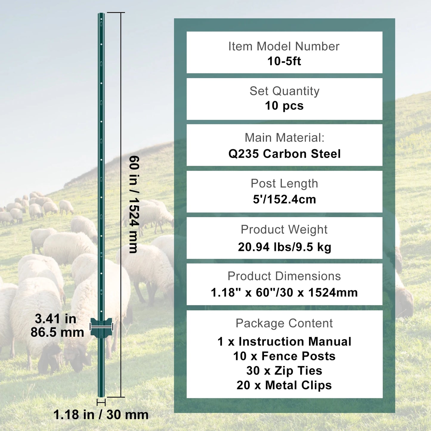 SucceBuy Fence Post TPost Heavy Duty Steel Stakes For Garden