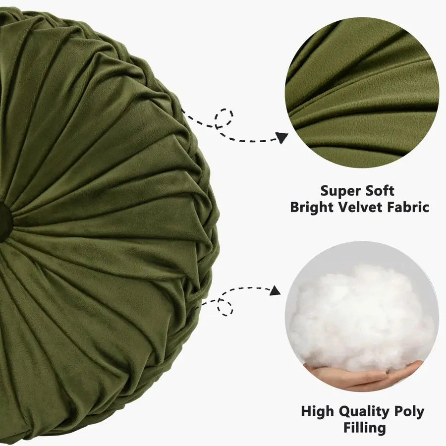 Decorative Round Pleated Pumpkin Throw Pillows Set Of 2