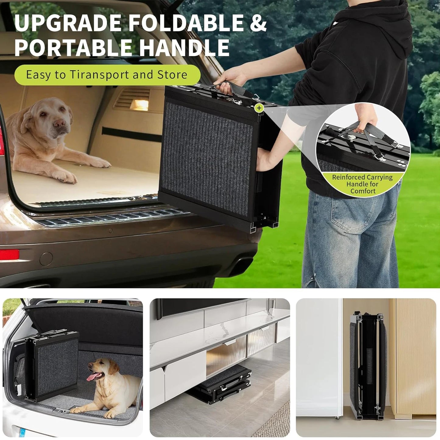 HiMISS Upgraded Dog Ramp for Cars with Non Slip Surface
