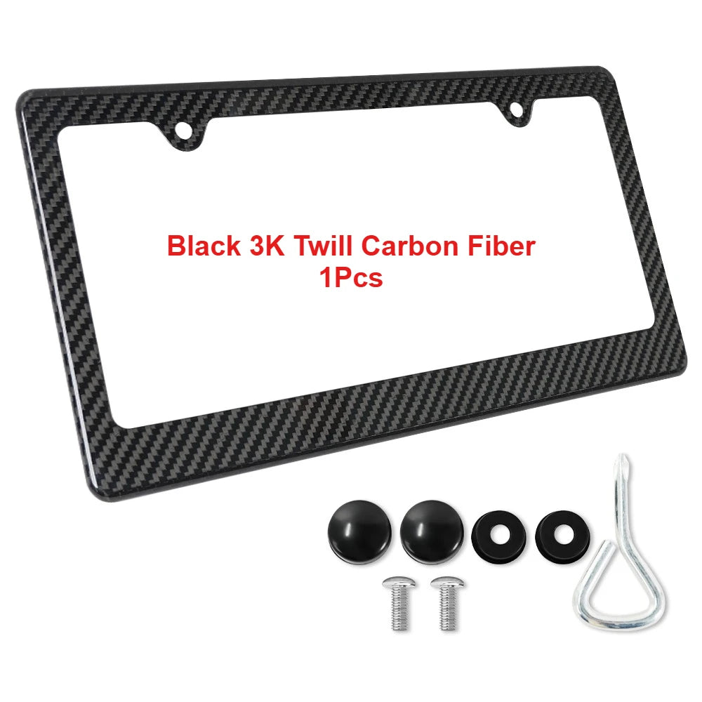 Forged Carbon Fiber License Plate Frame With Screw Caps