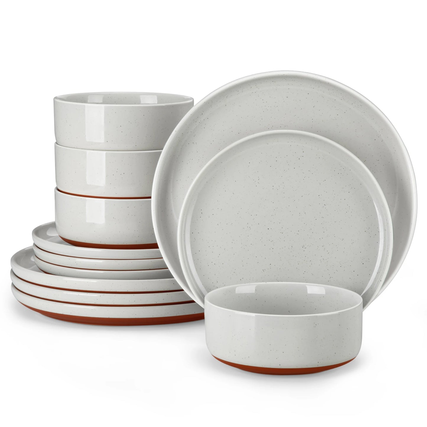 MALACASA Tara Stoneware Dinnerware Set With Curved Edge