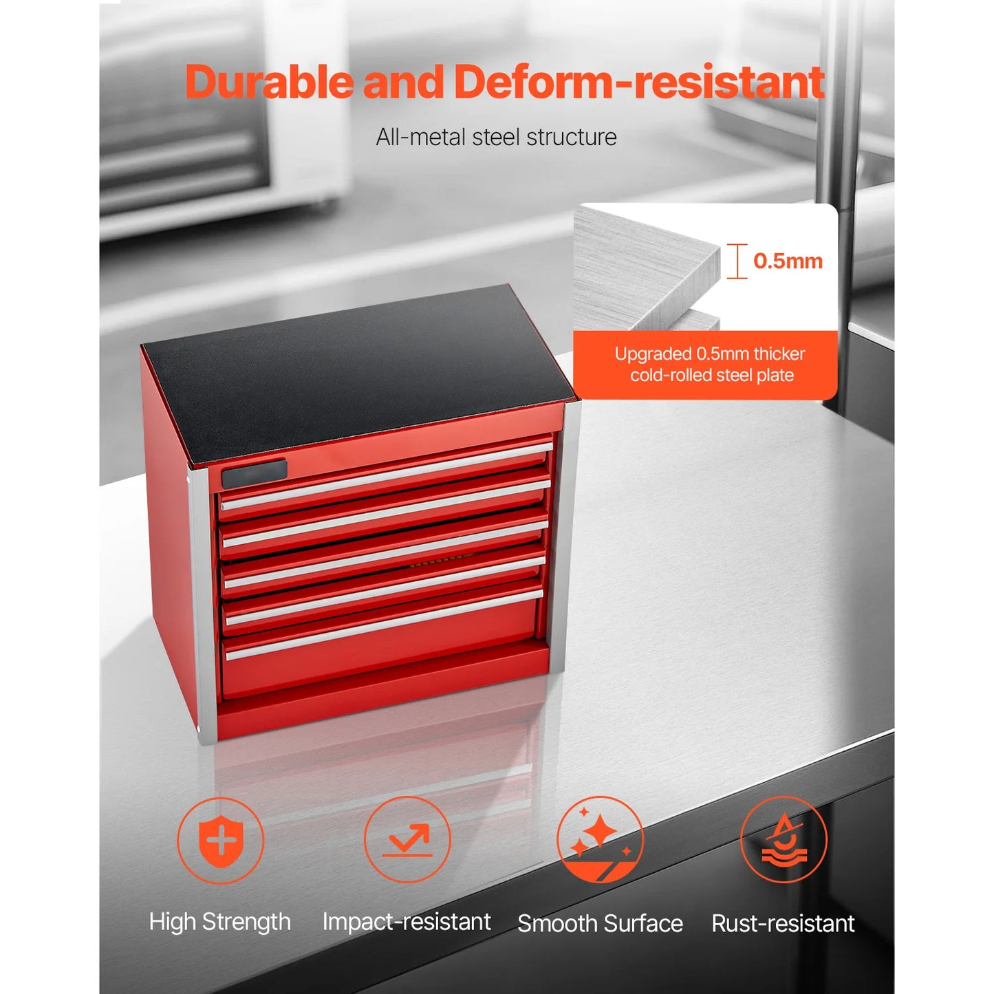SucceBuy Portable Metal Tool Box Five Drawer Storage System