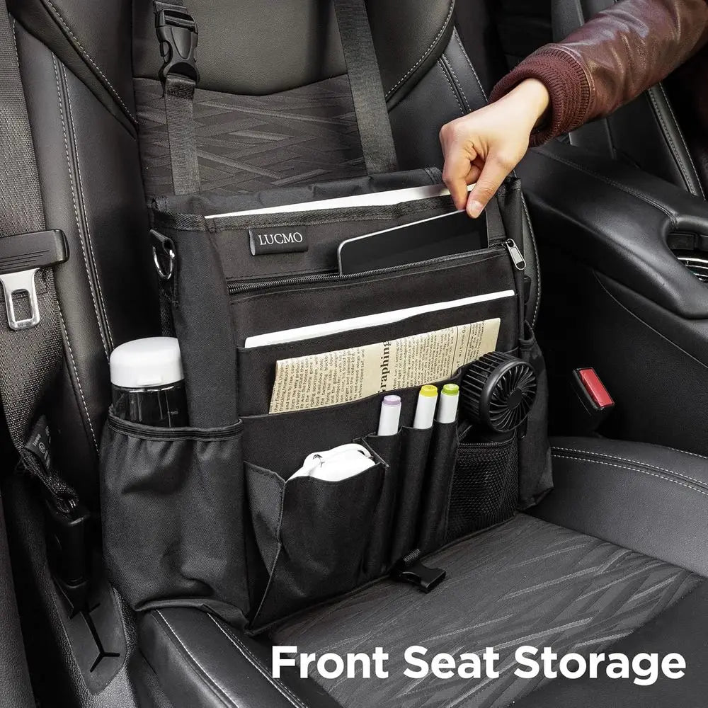 Car Seat Back Organizer With Laptop And Tablet Storage Pockets