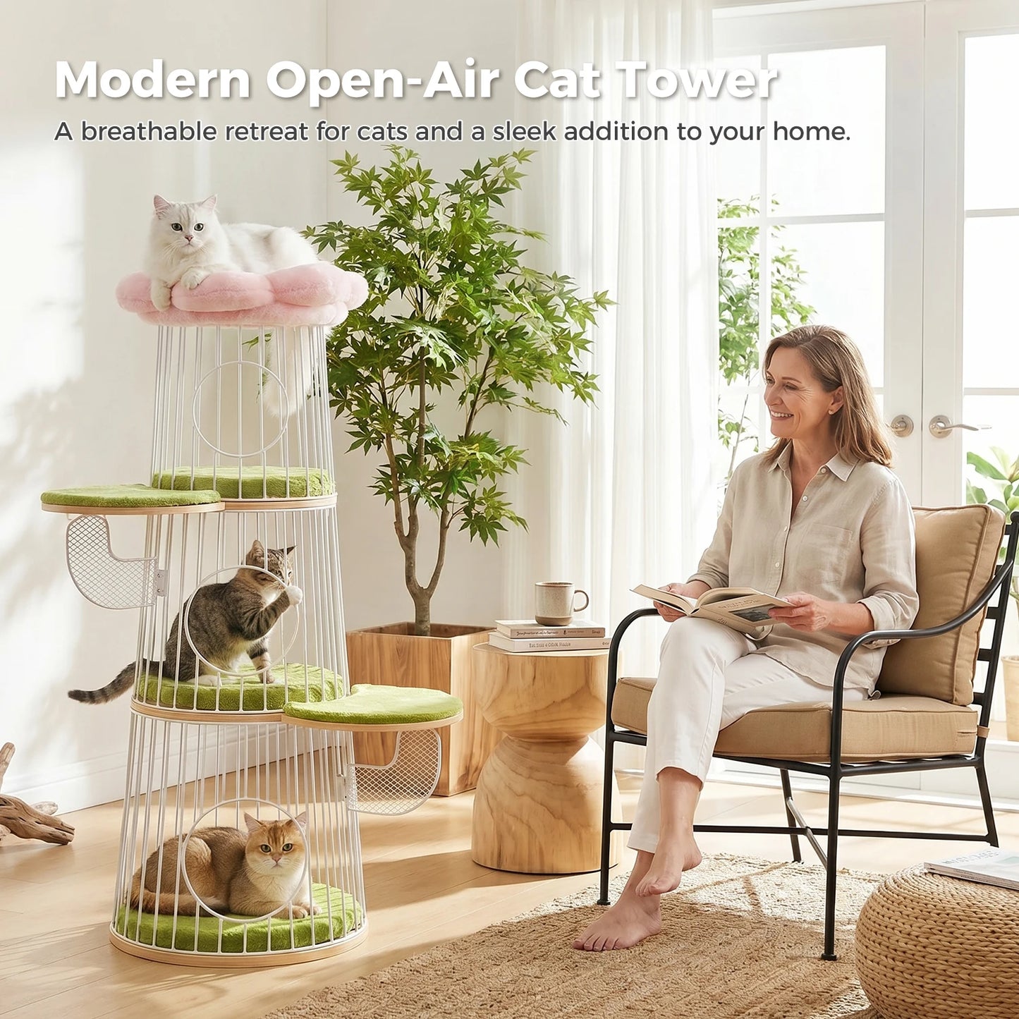 PAWZ Road Modern Cat Tree With Condos Multi Level Indoor Cat Furniture