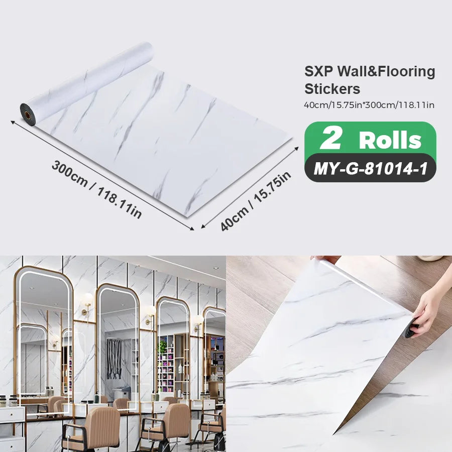 Self-Adhesive Wall and Floor Sticker Wood Grain Marble Design Wallpaper