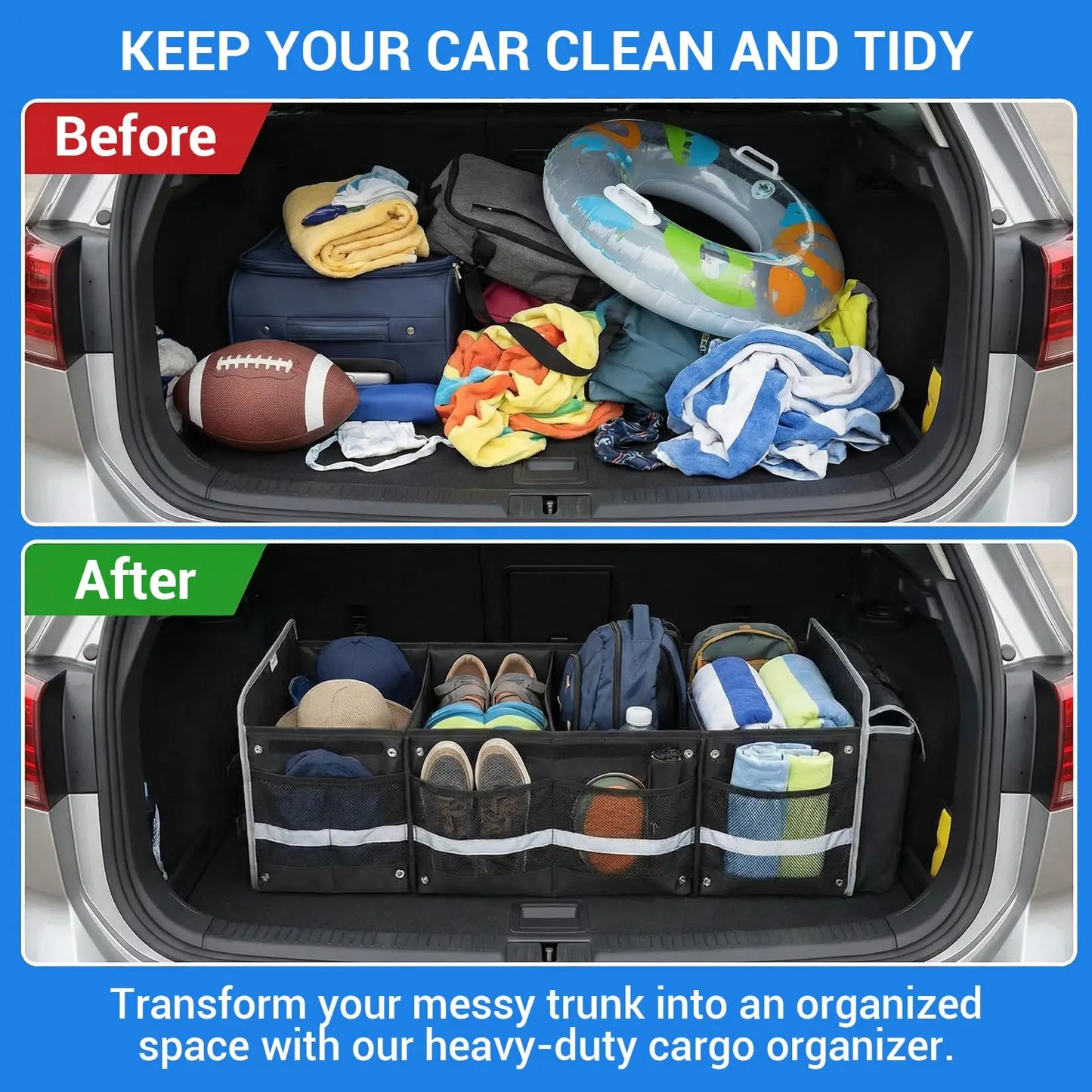 HiMISS Foldable Waterproof Car Trunk Organizer Bin