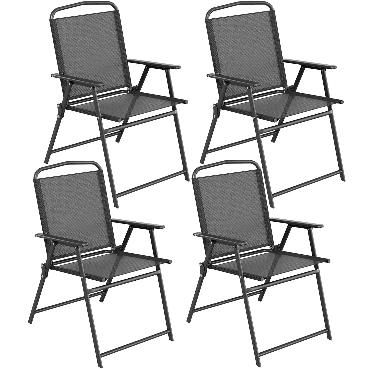 Patio Folding Chairs Outdoor All Weather Textilene Seat Steel Frame