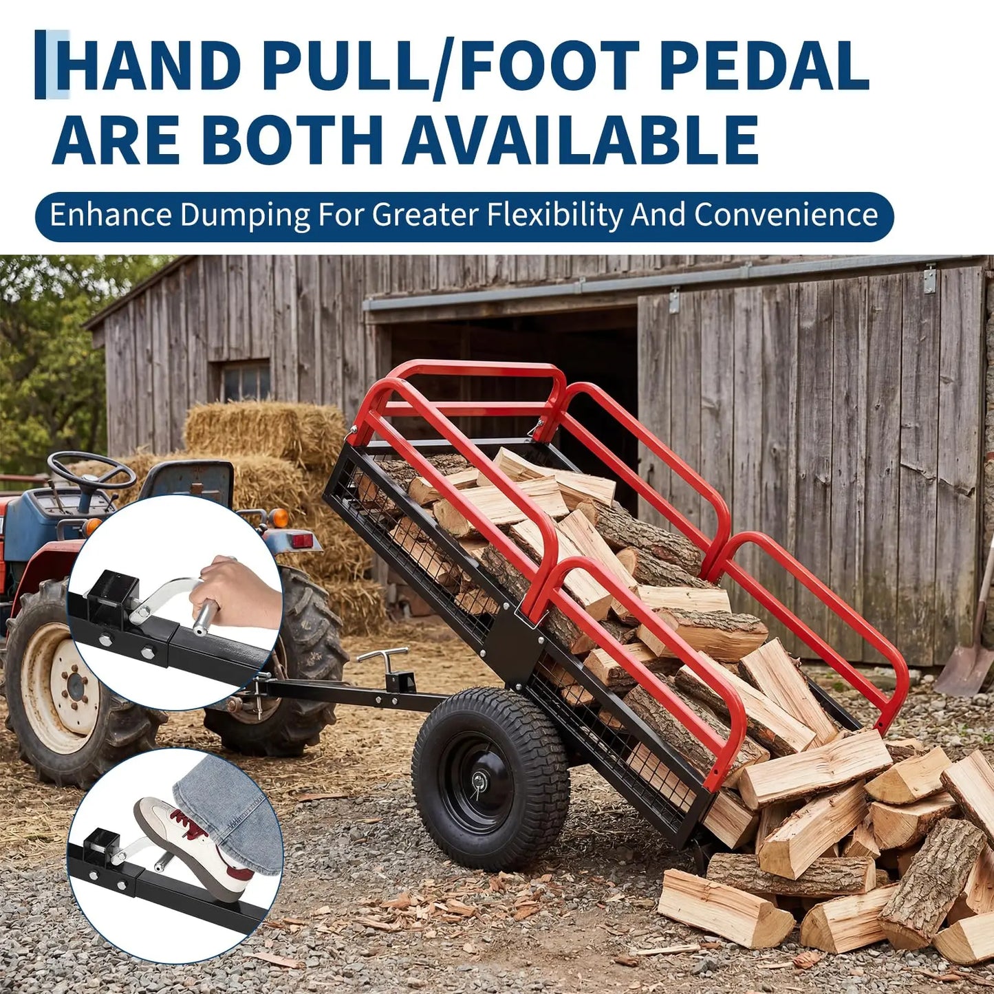 Acekool Heavy Duty Steel Garden Dump Trailer With Removable Sides