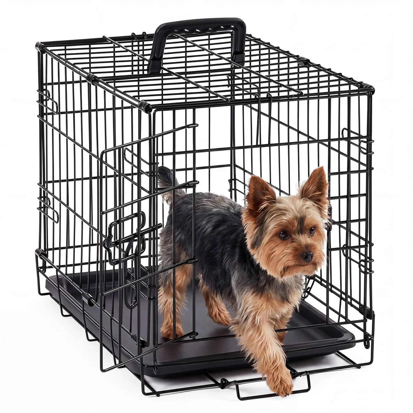 JHK Single Door Metal Dog Crate With Secure Lock Tray