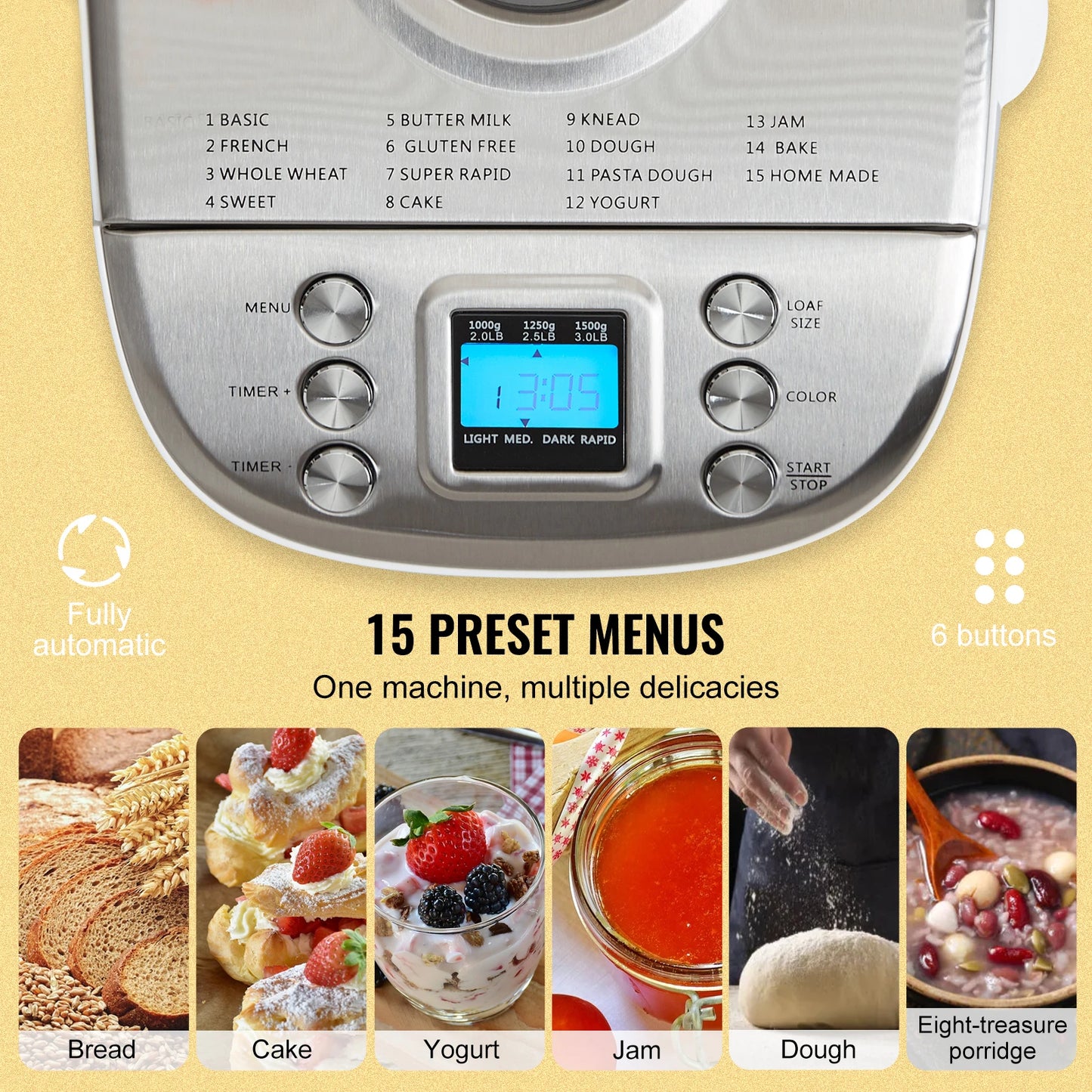 SucceBuy Bread Maker FifteenInOne Gluten Free Setting Nonstick