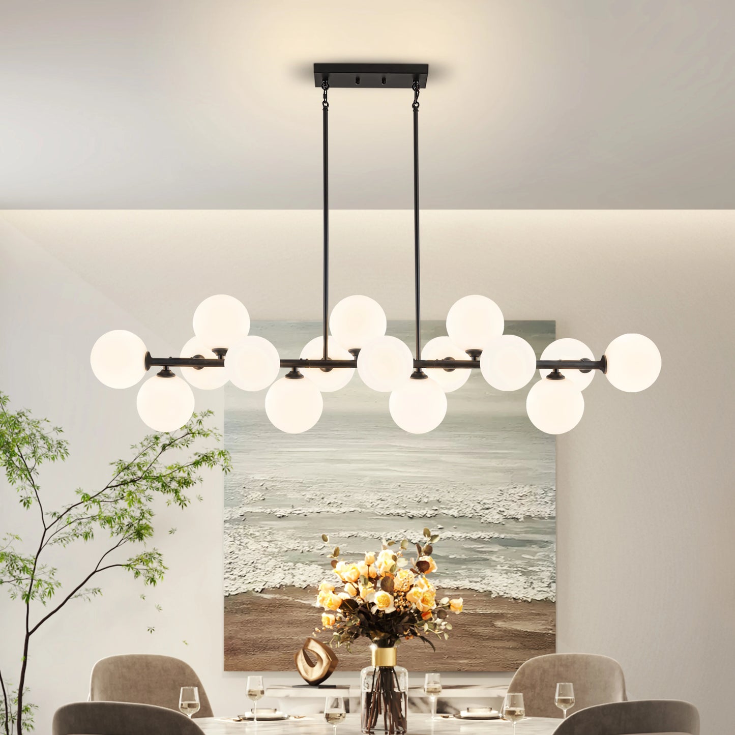 Mid Century Modern Sixteen Light Sputnik Chandelier For Dining Room