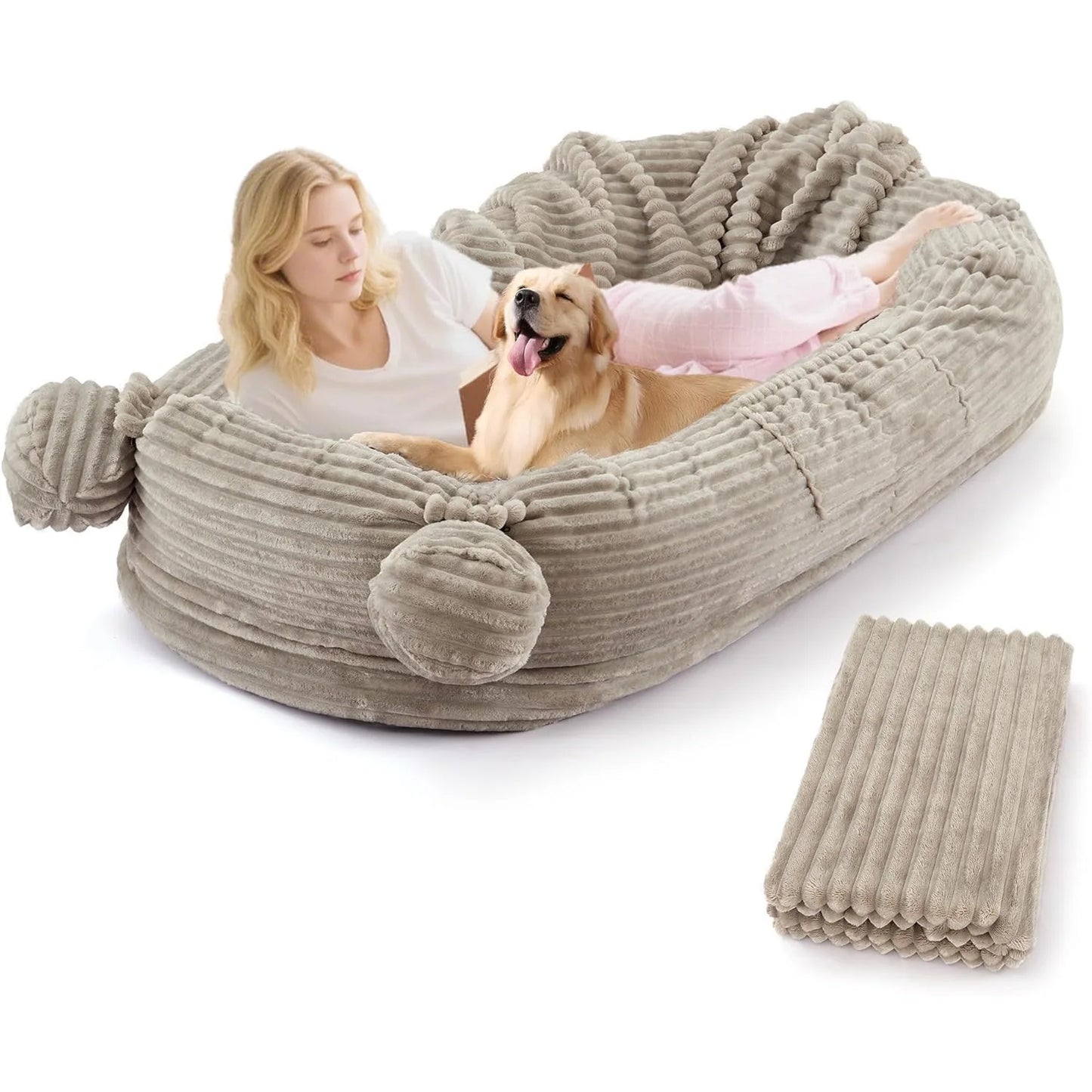 HiMISS Human Dog Bed With Pockets And Removable Cover