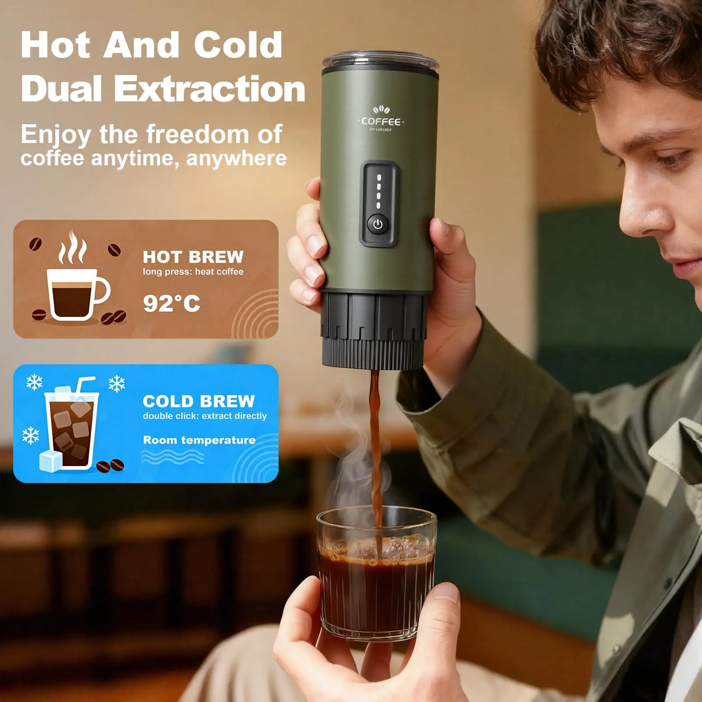 Portable Stainless Steel Self Heating Espresso Maker For Travel