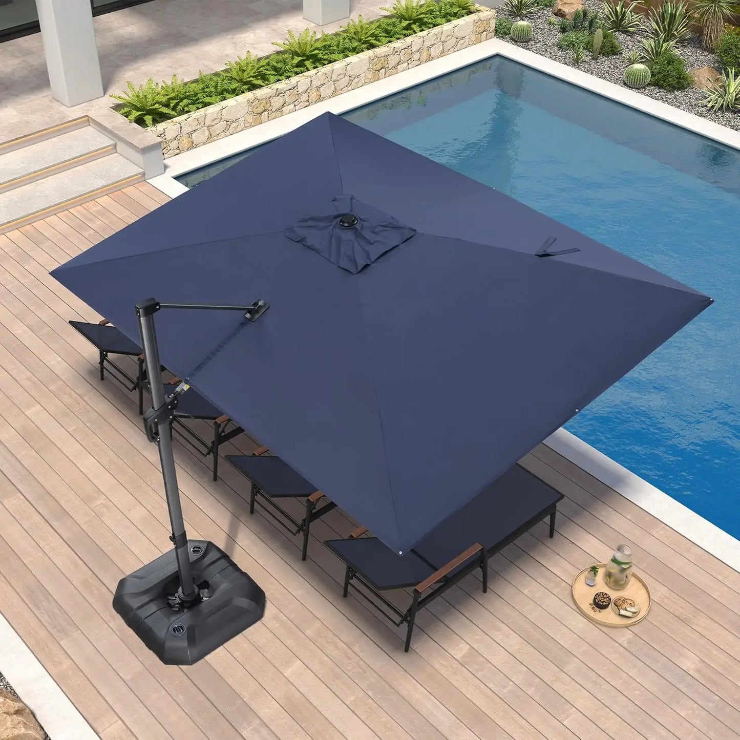 Aluminum Cantilever Patio Umbrella Rectangular Offset With 360 Degree Rotation