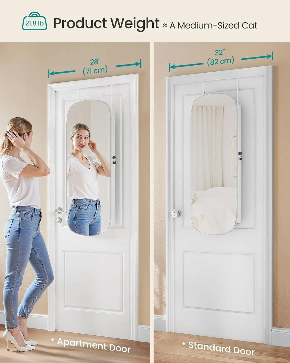 LED Jewelry Cabinet Mirror Wall Mount Lockable Storage Organizer