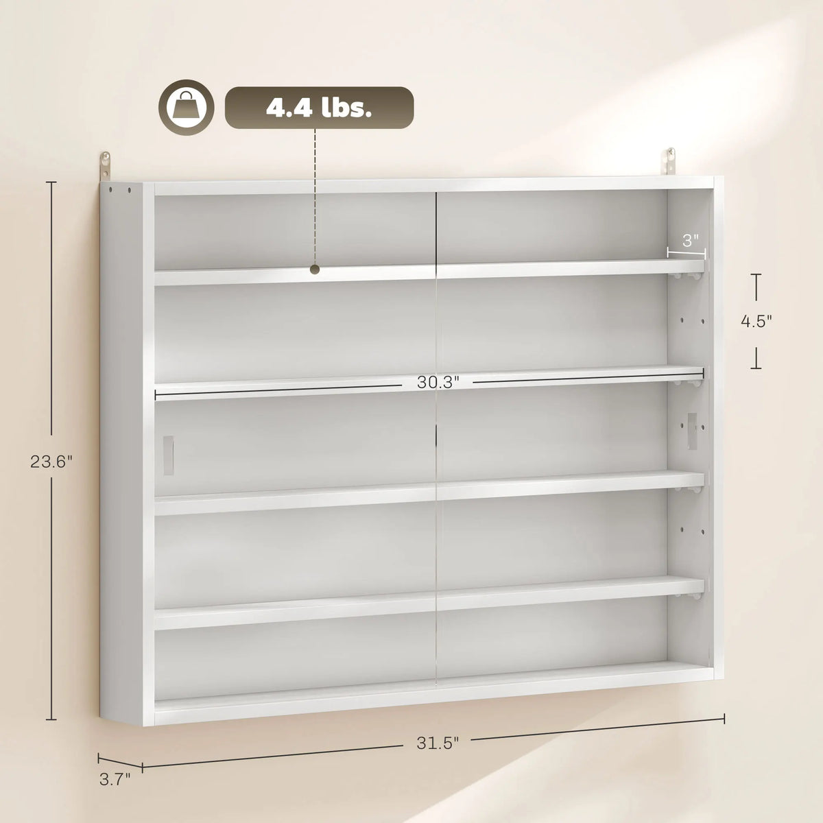 HOMCOM Wall Mounted Glass Display Cabinet With Adjustable Shelves