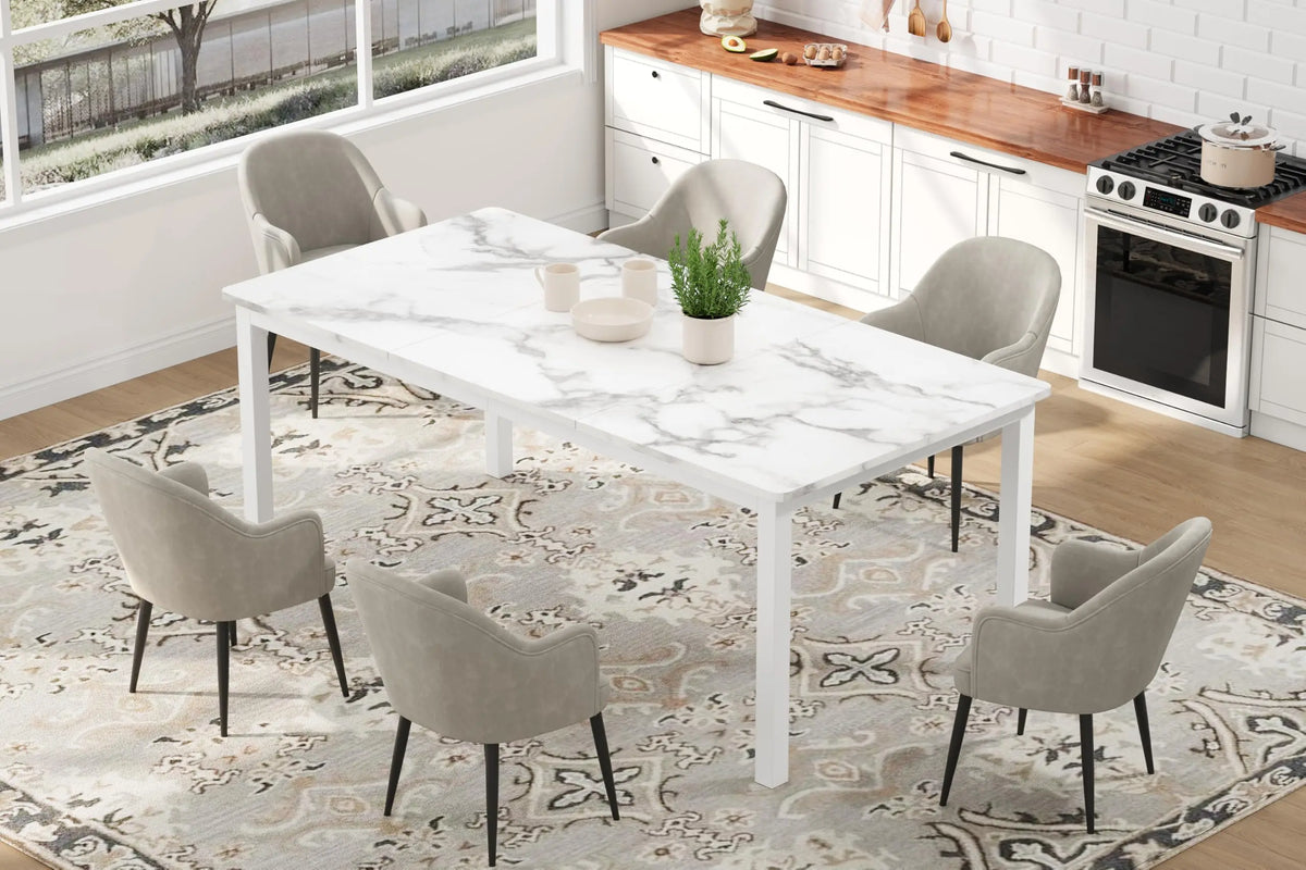 EliteZ Farmhouse Wooden Dining Table With Sturdy Metal Frame