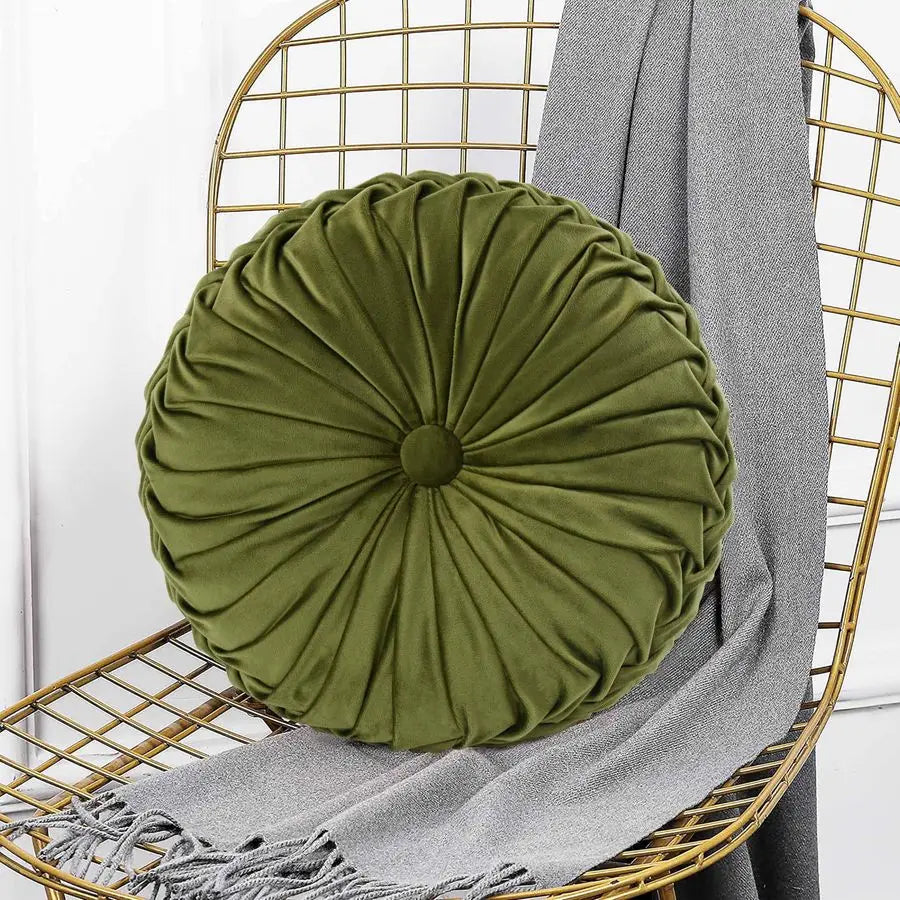 Decorative Round Pleated Pumpkin Throw Pillows Set Of 2