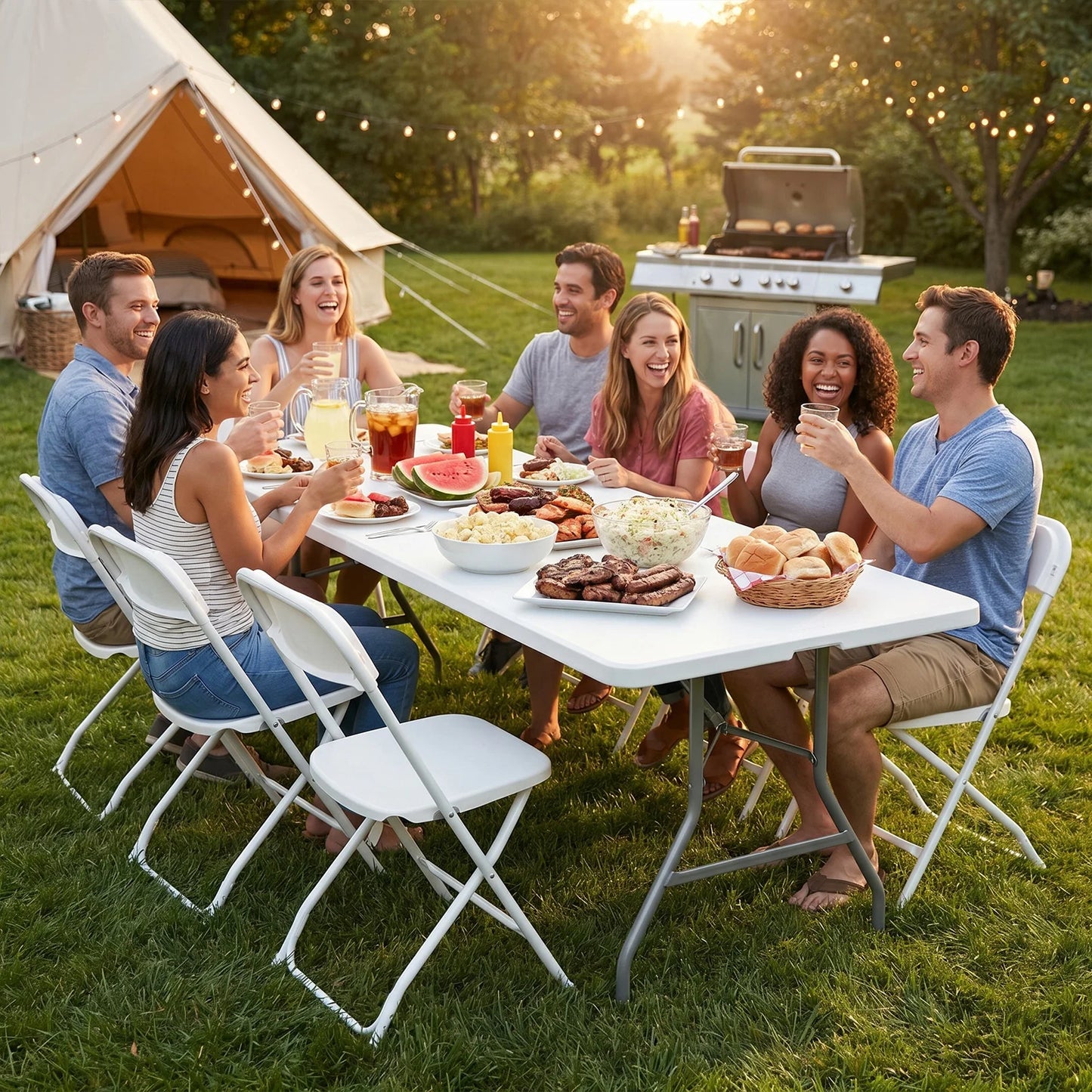 JHK Heavy Duty Portable Folding Table For Outdoor Camping Events