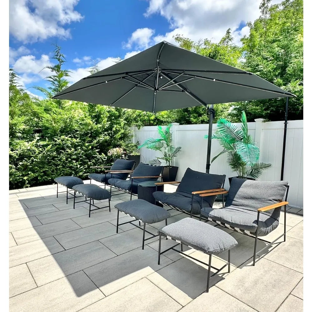 Aluminum Cantilever Patio Umbrella Rectangular Offset With 360 Degree Rotation