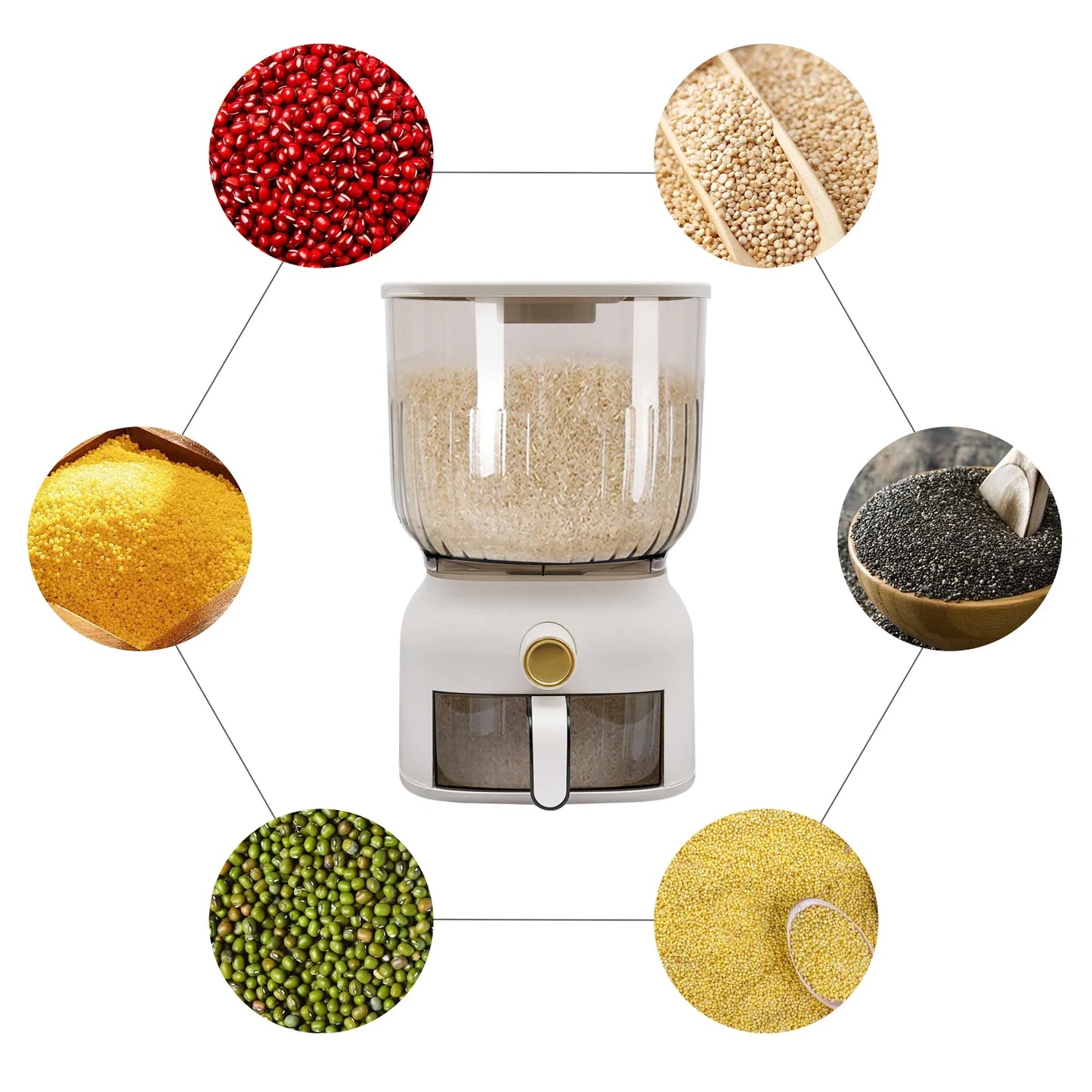 Rice Dispenser Grain Storage Container Kitchen Organizer